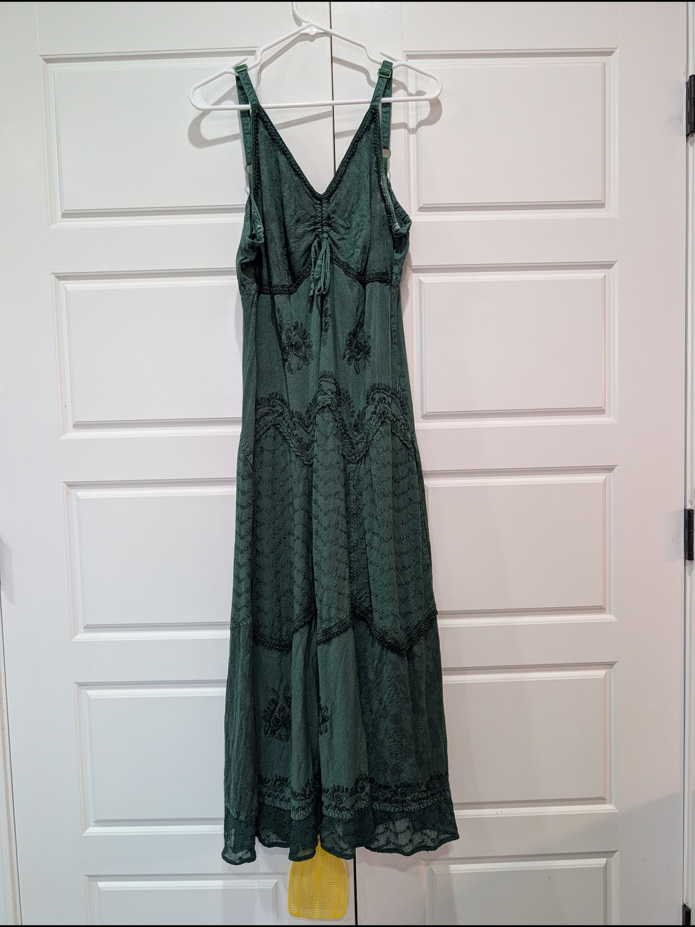 Boho Embroidered Maxi Dress | Forest Green | Size XL | EUC